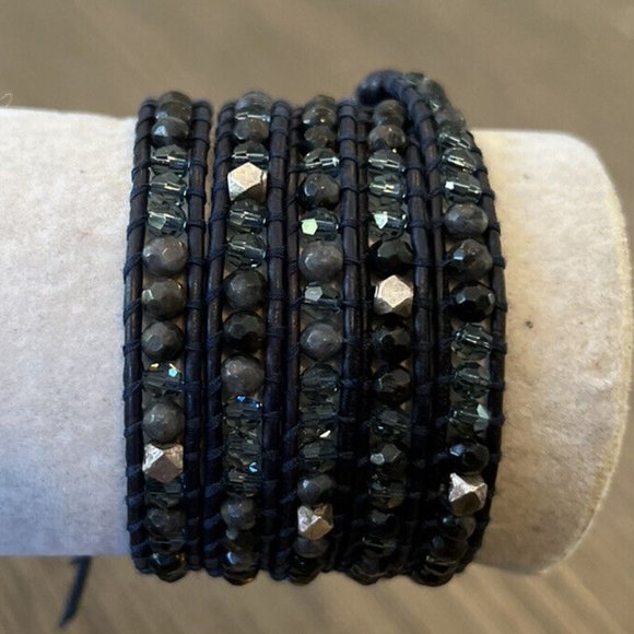New Authentic Chan Luu Blue Pietersite Mix Five Wrap Bracelet - Picture 1 of 6